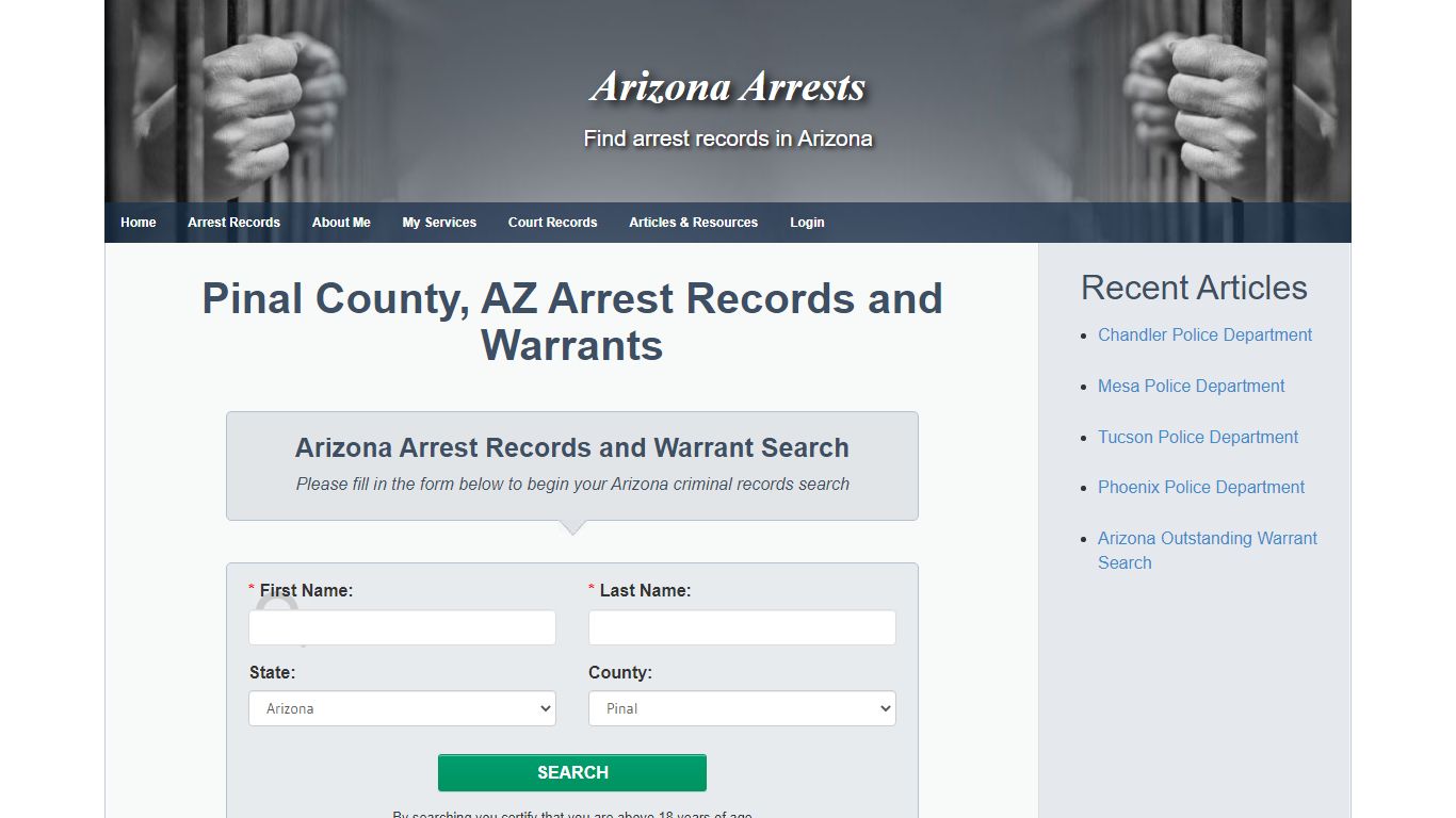 Pinal County, AZ Arrest Records and Warrants - Arizona Arrests